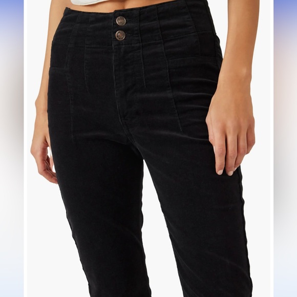 Free People Jayde Cord High Rise Flare Black Corduroy Pants - Picture 4 of 16